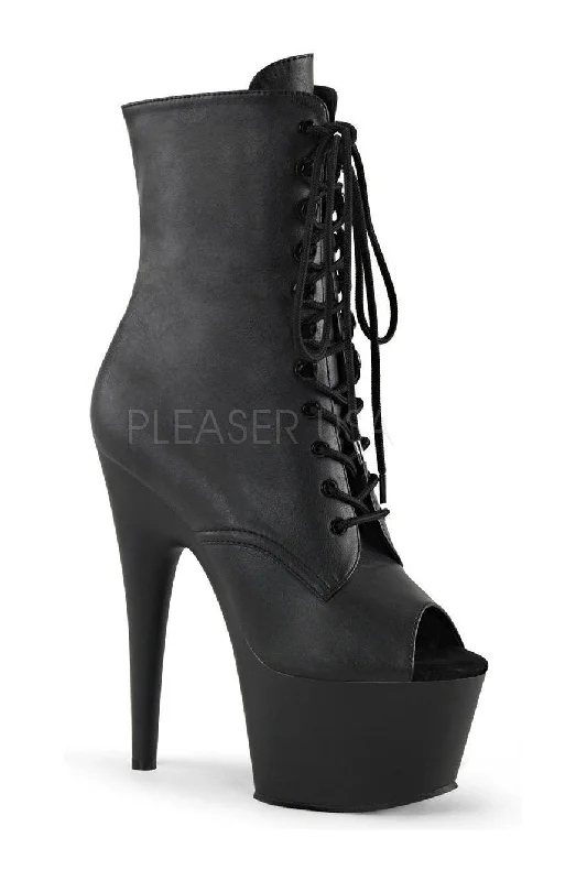 women's heeled boots for rainy daysADORE-1021 Platform Boot  | Black Faux Leather