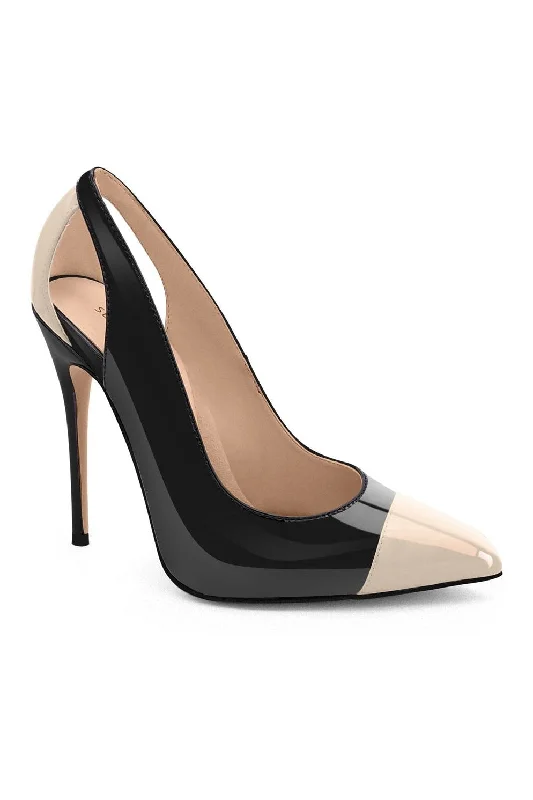 Women's wedding stiletto heel pumps with a pearl - encrusted strapCut Out Designed Pointed Toe Spectator Pump Women's wedding stiletto heel pumps with a pearl - encrusted strapCut Out Designed Pointed Toe Spectator Pump