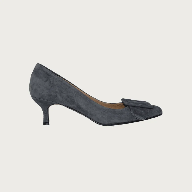 Women's platform stiletto heel pumps with a chunky soleMILK GREY SUEDE