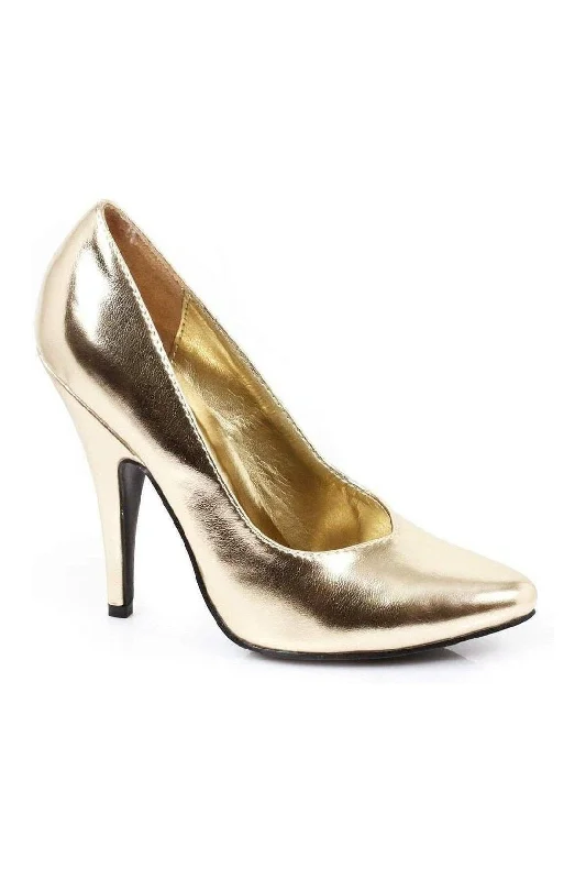Women's royal blue stiletto heel pumps for a formal event8220 Pump  | Gold Faux Leather