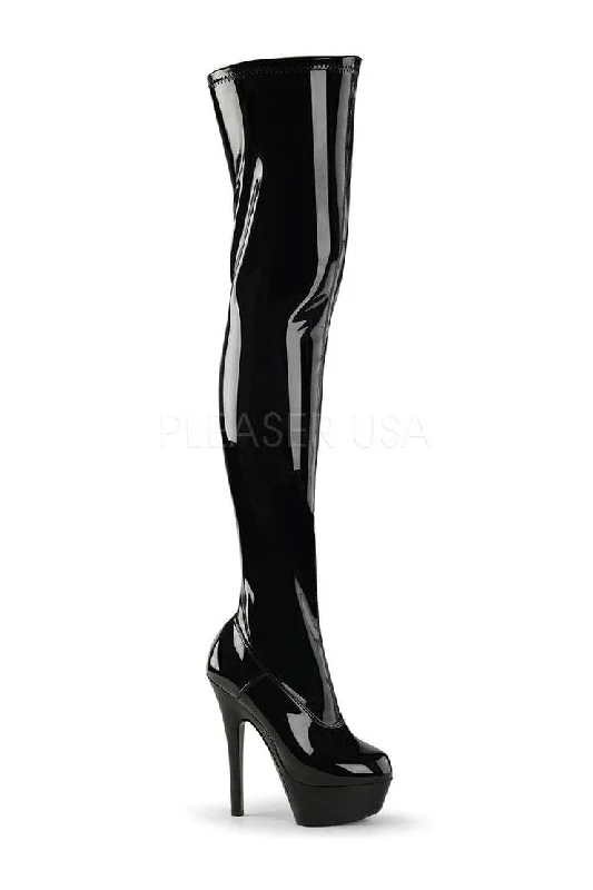 women's heeled boots for tall womenKISS-3000 Platform Boot  | Black Patent