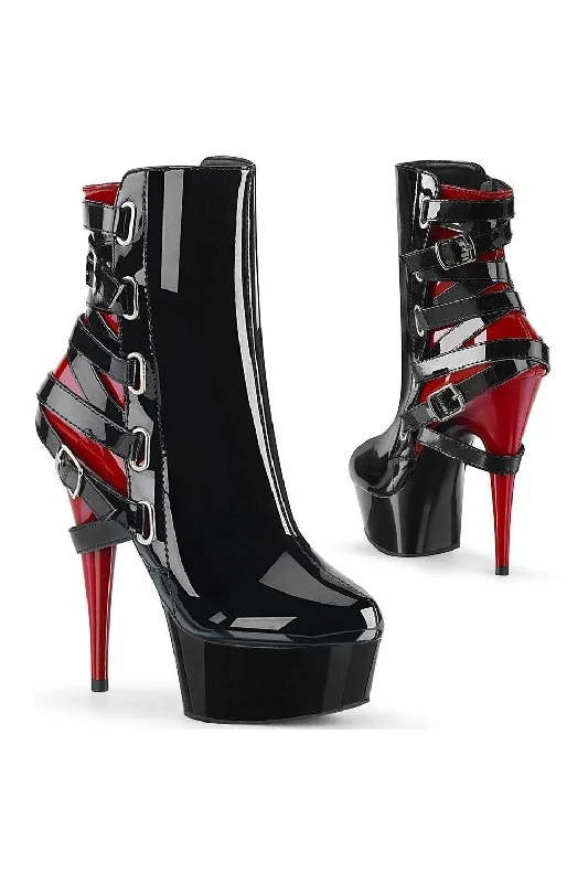 women's heeled boots for rainy daysDELIGHT-1012 Exotic Boot | Black Patent
