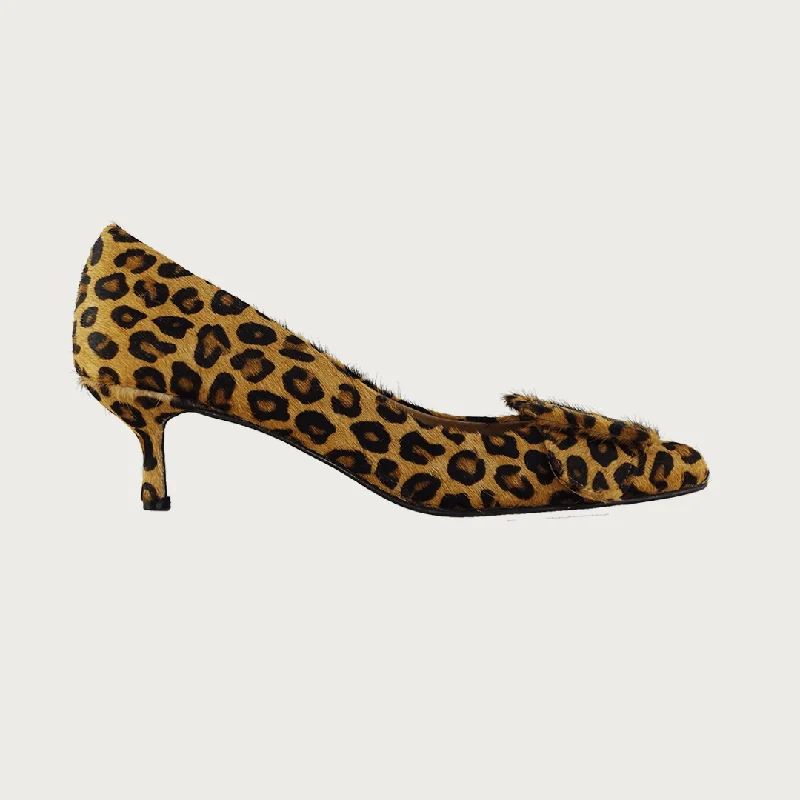 Women's brocade stiletto heel pumps with a vintage feelMILK LEOPARD CAVALLINO LEATHER