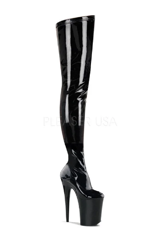 women's heeled boots for dancingINFINITY-4000 Platform Boot  | Black Patent