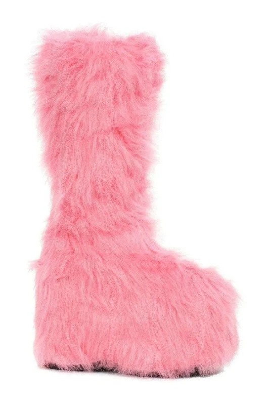 women's heeled boots with velvet texture500-FUZZ Festival Boot | Pink Faux Leather