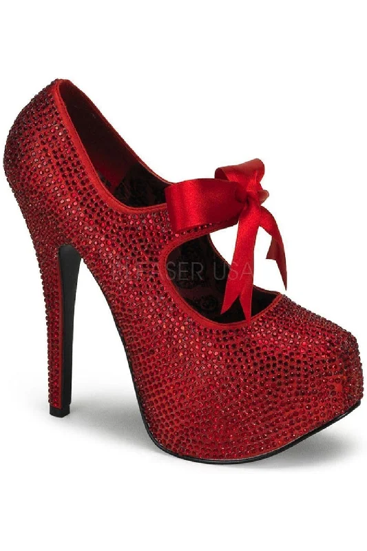 Women's forest green stiletto heel pumps for a nature - inspired lookTEEZE-04R Pump | Red Rhinestones Women's forest green stiletto heel pumps for a nature - inspired lookTEEZE-04R Pump | Red Rhinestones