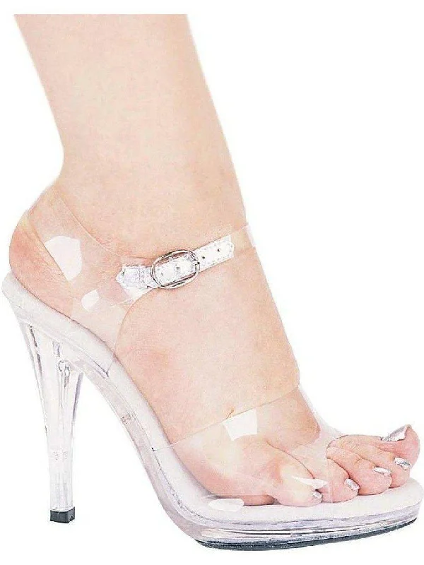 Women's Mesh Heeled Sandals with High Heel and Ankle Strap in Silver for a Contemporary and Stylish LookEllie Shoes E-421-Brook 4.5" Heel Women's Clear Sandal.