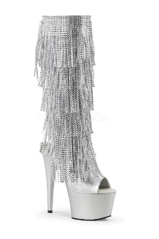women's heeled boots for fashion-forward looksADORE-2024RSF Platform Boot  | Silver Faux Leather