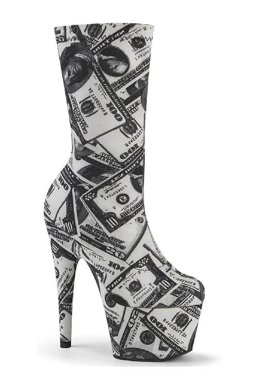women's heeled boots with low heelADORE-1002DP Exotic Boot | White Fabric