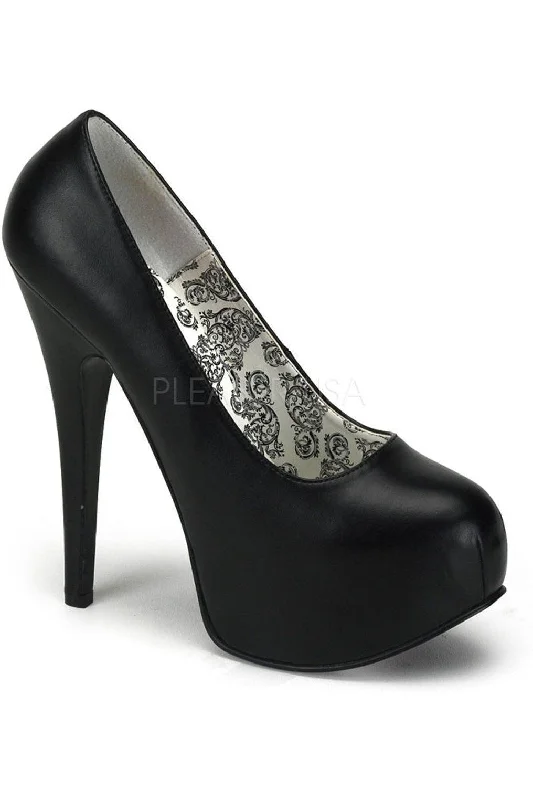 Women's patent leather stiletto heel pumps with a high - shine finishTEEZE-06 Pump | Black Faux Leather Women's patent leather stiletto heel pumps with a high - shine finishTEEZE-06 Pump | Black Faux Leather