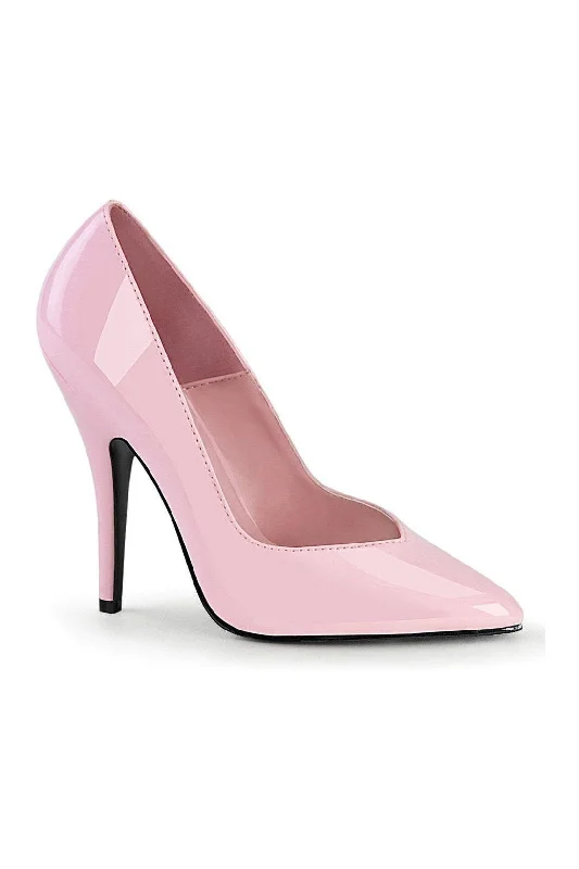 Women's lace - trimmed stiletto heel pumps with a scalloped edgeSEDUCE-420V Pump | Pink Patent Women's lace - trimmed stiletto heel pumps with a scalloped edgeSEDUCE-420V Pump | Pink Patent