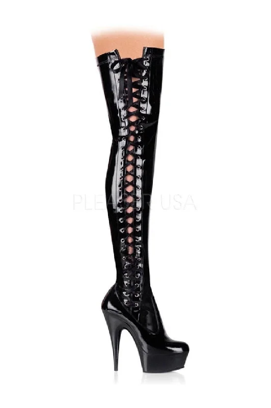women's high-heeled bootsDELIGHT-3050 Platform Boot  | Black Patent
