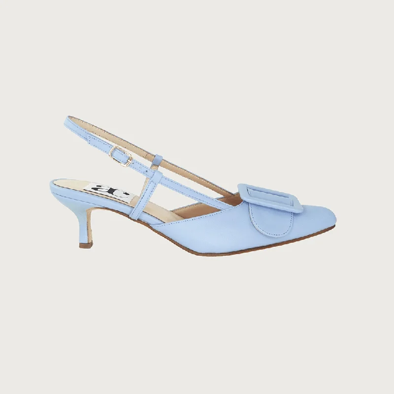 Women's wedding stiletto heel pumps with a pearl - encrusted strapMIA SKY BLUE LEATHER Women's wedding stiletto heel pumps with a pearl - encrusted strapMIA SKY BLUE LEATHER