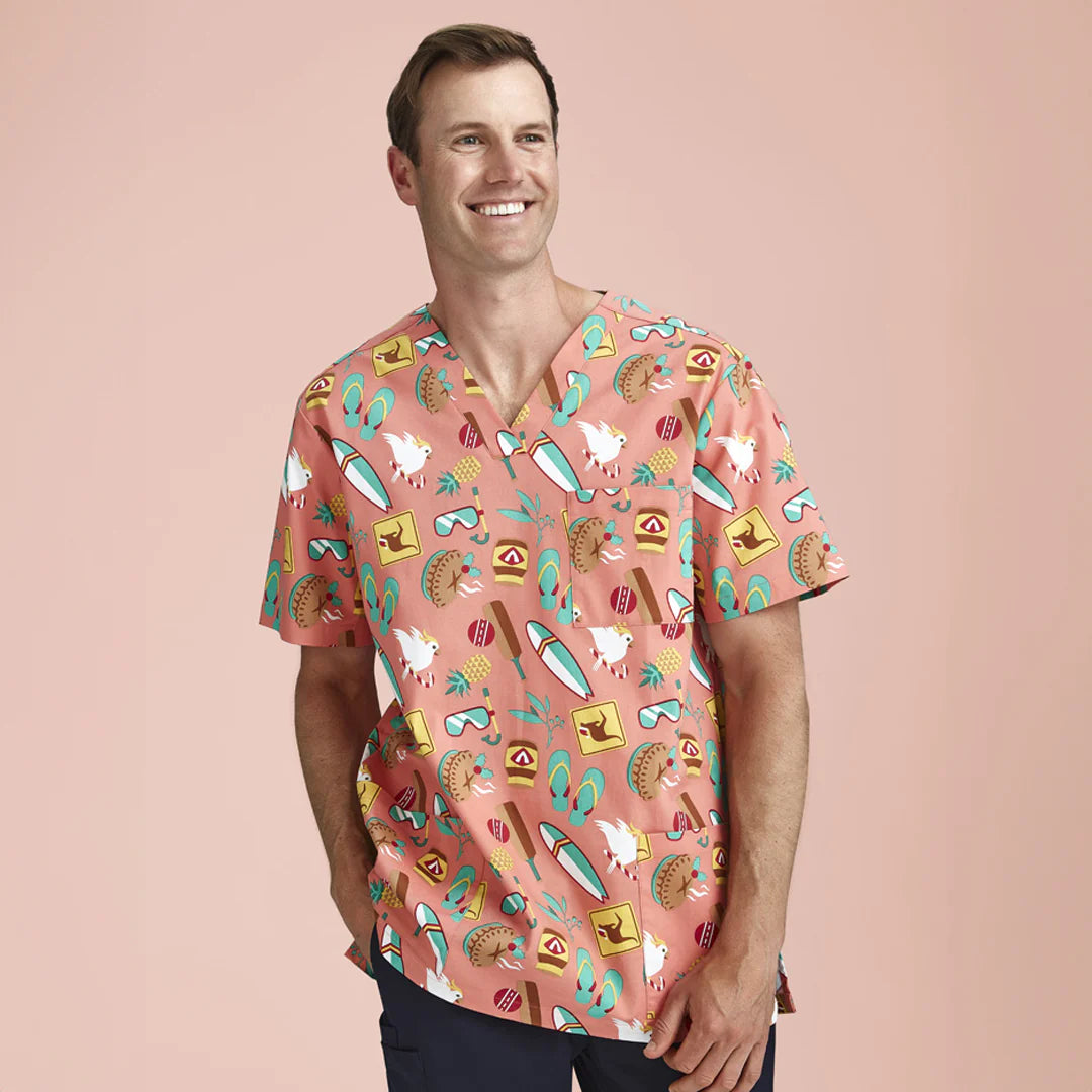 women's slip-on safety bootsMens Christmas V-Neck Cotton Short Sleeve Scrub Top - Australia Coral