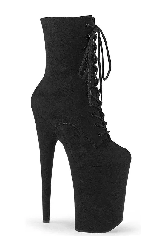 women's heeled boots for special occasionsINFINITY-1020FS Exotic Boot | Black Faux Leather