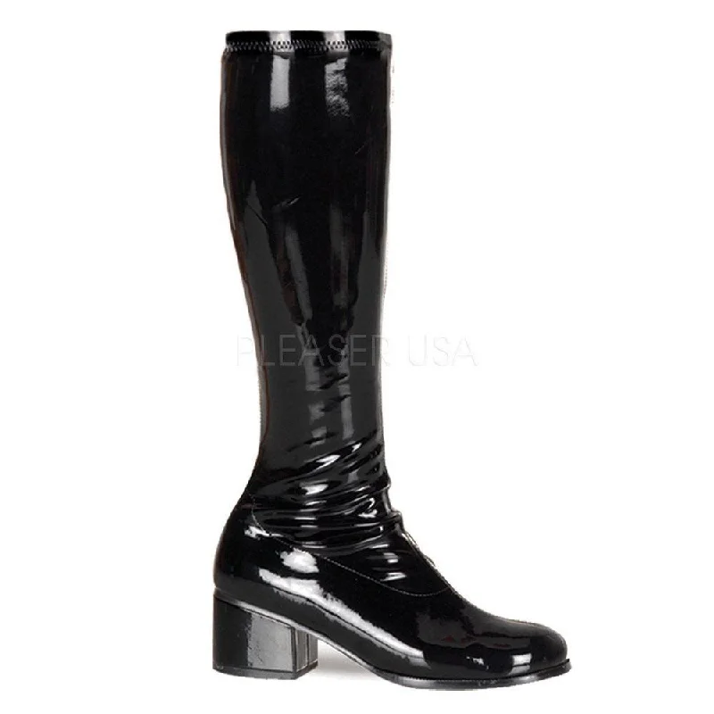 women's heeled boots with hidden wedgesSS-RETRO-300 Go Go Boot | Black Patent