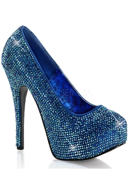 Women's hot pink stiletto heel pumps for a fun night outTEEZE-06R Pump | Blue Genuine Satin Women's hot pink stiletto heel pumps for a fun night outTEEZE-06R Pump | Blue Genuine Satin