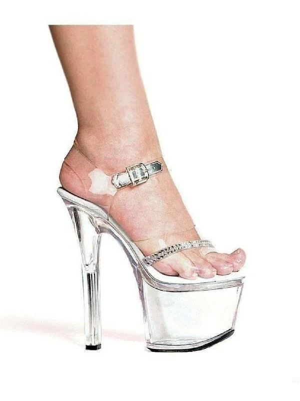 Women's Floral - Embroidered Heeled Sandals with Stiletto Heel in Multicolor for a Vibrant and Eye - Catching OutfitEllie Shoes E-711-Jewel 7" Heel Clear Women's Sandal W/Rhinestone.