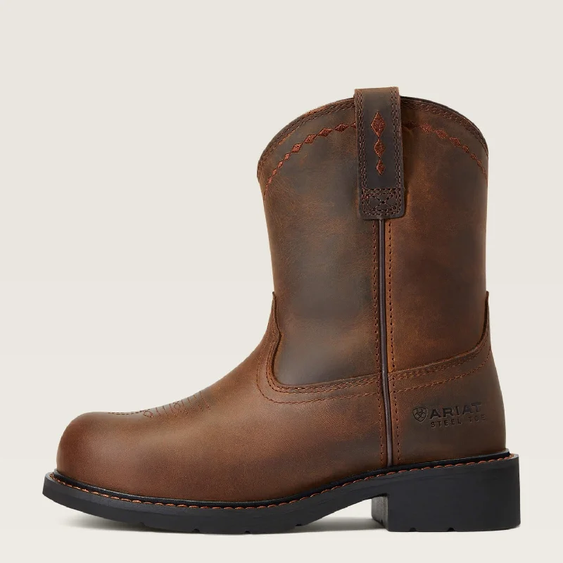 women's steel shank work bootsAriat Women's Fatbaby 8" Steel Toe Pull-On Work Boot