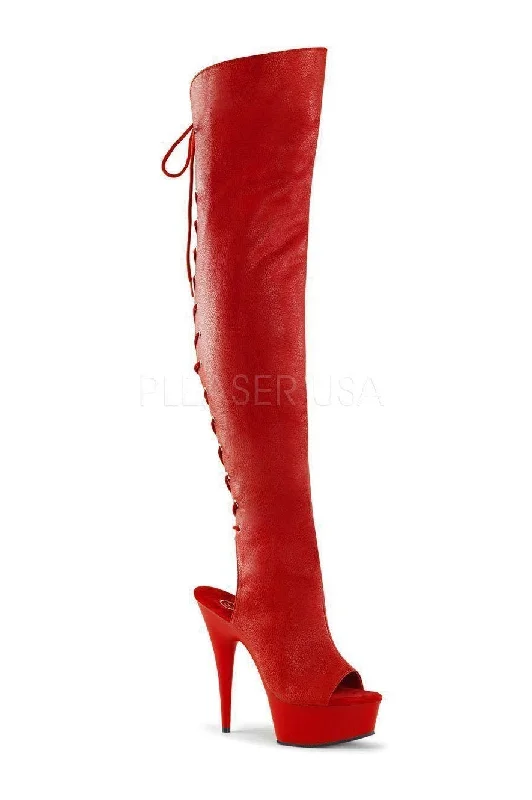 women's heeled Chelsea bootsDELIGHT-3019 Platform Boot  | Red Faux Leather