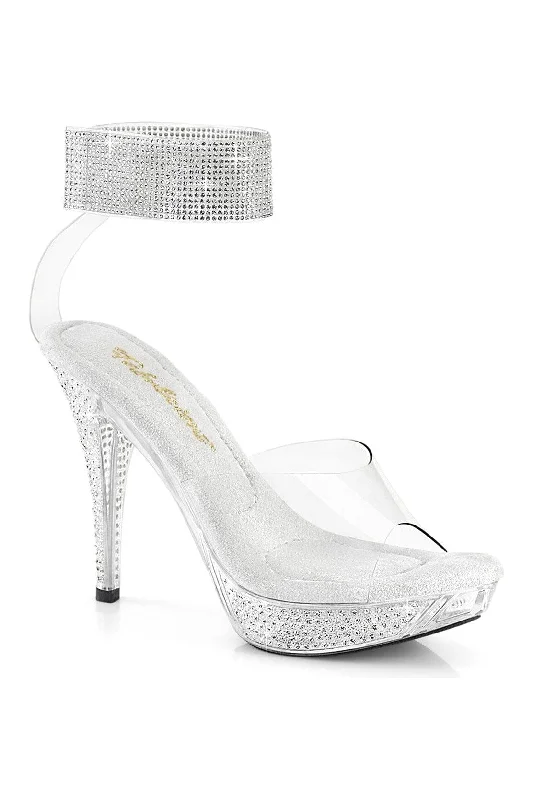 Women's Mesh Heeled Sandals with High Heel and Ankle Strap in Silver for a Contemporary and Stylish LookSS-ELEGANT-442 Clear Vinyl Sandal Women's Mesh Heeled Sandals with High Heel and Ankle Strap in Silver for a Contemporary and Stylish LookSS-ELEGANT-442 Clear Vinyl Sandal