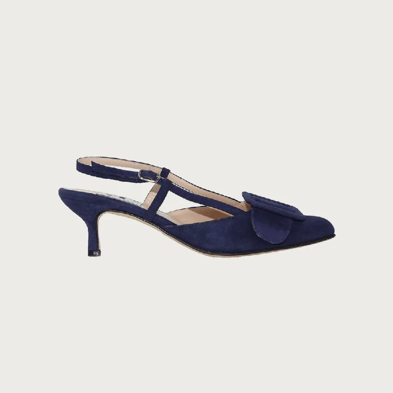 Women's royal blue stiletto heel pumps for a formal eventMIA NAVY SUEDE