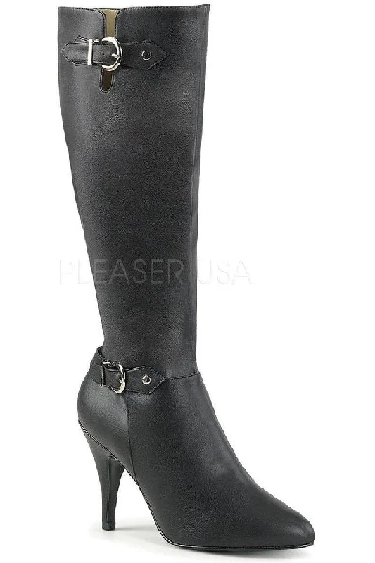 women's casual knee-high bootsDREAM-2030 Knee Boot | Black Faux Leather