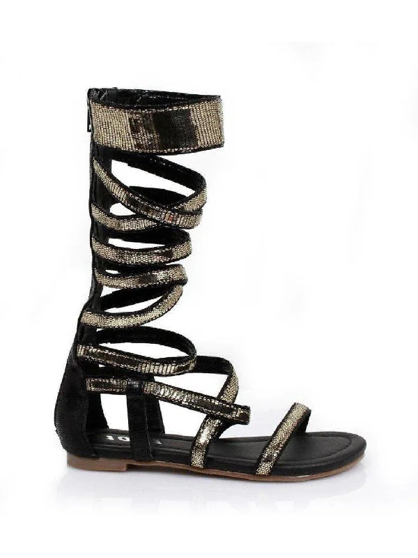 Plus Size Women's Peep - Toe Heeled Sandals with Block Heel in Navy for a Classic and Versatile Office - Appropriate PairEllie Shoes E-015-Nile Gladiator Woman's Flat Sandal