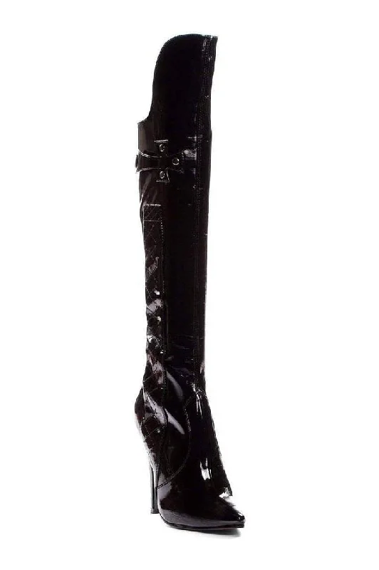 women's platform knee boots511-SADIE Knee Boot  | Black  Patent