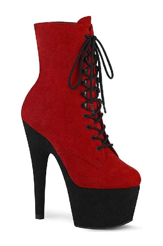 women's heeled boots with elastic sidesADORE-1020FSTT Exotic Boot | Red Faux Suede
