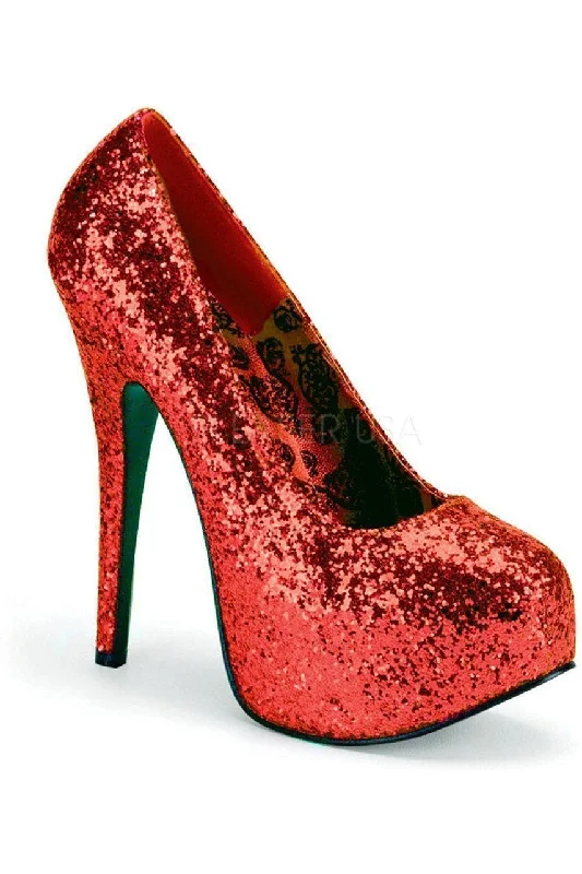 Women's party stiletto heel pumps with a glittery finishTEEZE-06GW Pump | Red Glitter Women's party stiletto heel pumps with a glittery finishTEEZE-06GW Pump | Red Glitter