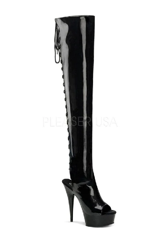 women's heeled boots for fashion-forward looksDELIGHT-3017 Platform Boot  | Black Patent