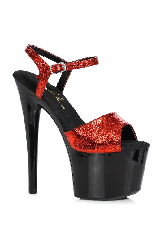 Women's Snake Print Heeled Sandals with Platform and Open Toe in Black and Gold for a Sexy and Trendy VibeEllie 709-VITAL 7" Sandal