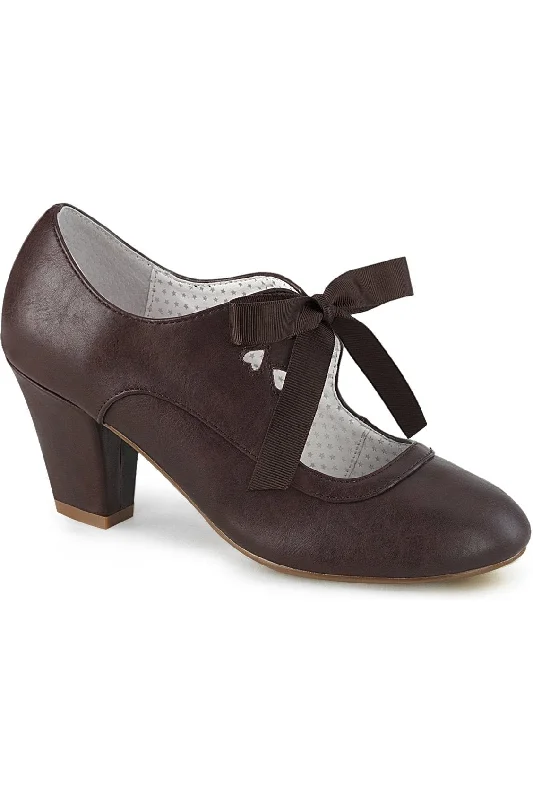 Women's charcoal gray stiletto heel pumps for a neutral yet stylish optionWIGGLE-32 Pump | Brown Faux Leather Women's charcoal gray stiletto heel pumps for a neutral yet stylish optionWIGGLE-32 Pump | Brown Faux Leather