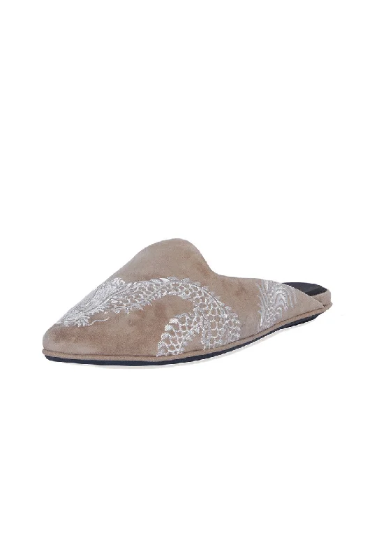 Women's Animal Print Heeled Sandals with High Heel and Open Back in Leopard for a Bold and Fashion - Forward StatementImage Suede Dragon Embroidery Slide Women's Animal Print Heeled Sandals with High Heel and Open Back in Leopard for a Bold and Fashion - Forward StatementImage Suede Dragon Embroidery Slide