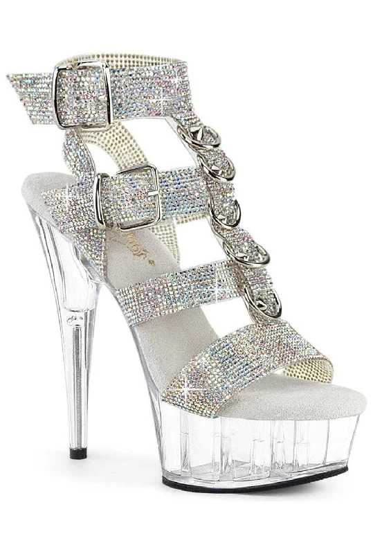Women's Animal Print Heeled Sandals with High Heel and Open Back in Leopard for a Bold and Fashion - Forward StatementPleaser DELIGHT-656RS Sandal