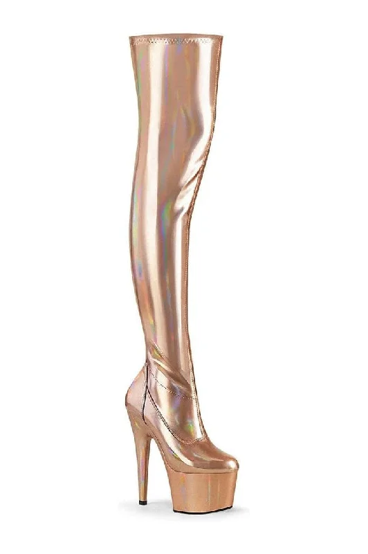 women's heeled boots for eveningADORE-3000HWR Exotic Boot | RoseGold Patent