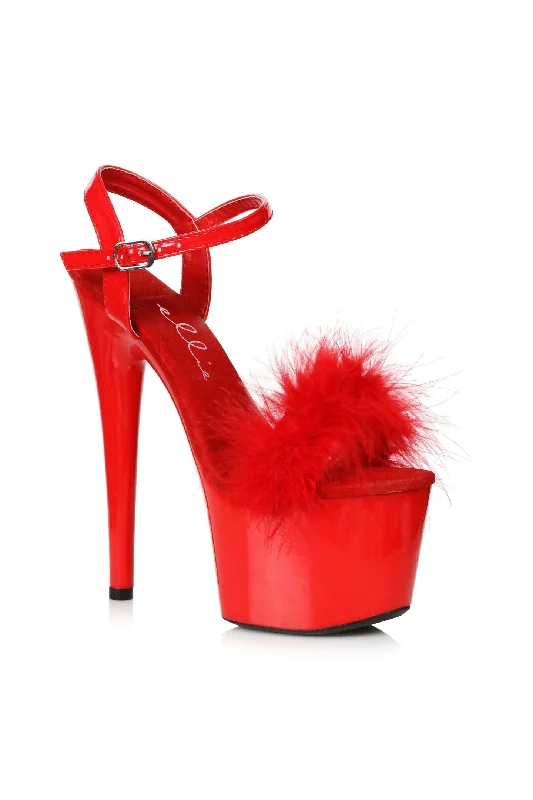 Women's Beaded Heeled Sandals with Strappy Design in White for a Romantic and Feminine Wedding Guest OutfitEllie 709-WHITNEY 7" Platform Sandal With Marabou Women's Beaded Heeled Sandals with Strappy Design in White for a Romantic and Feminine Wedding Guest OutfitEllie 709-WHITNEY 7" Platform Sandal With Marabou