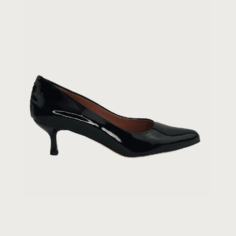 Women's studded stiletto heel pumps for an edgy lookMILK DECOLTE BLACK PATENT