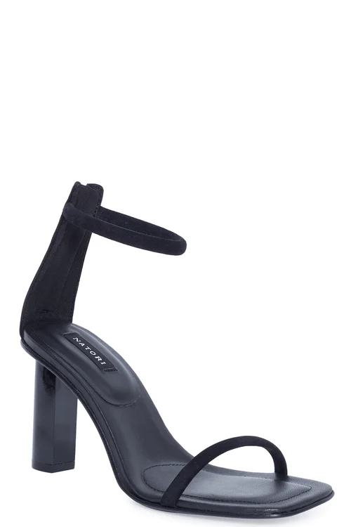 Women's Platform Heeled Sandals with Open Toe in Black for a Stylish and Comfortable Summer PairGlow Suede Sandal