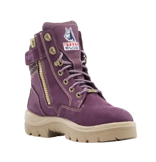 women's work boots with heel guardsSTEEL BLUE 512761 SOUTHERN CROSS LADIES ZIP SIDED BOOT - PURPLE