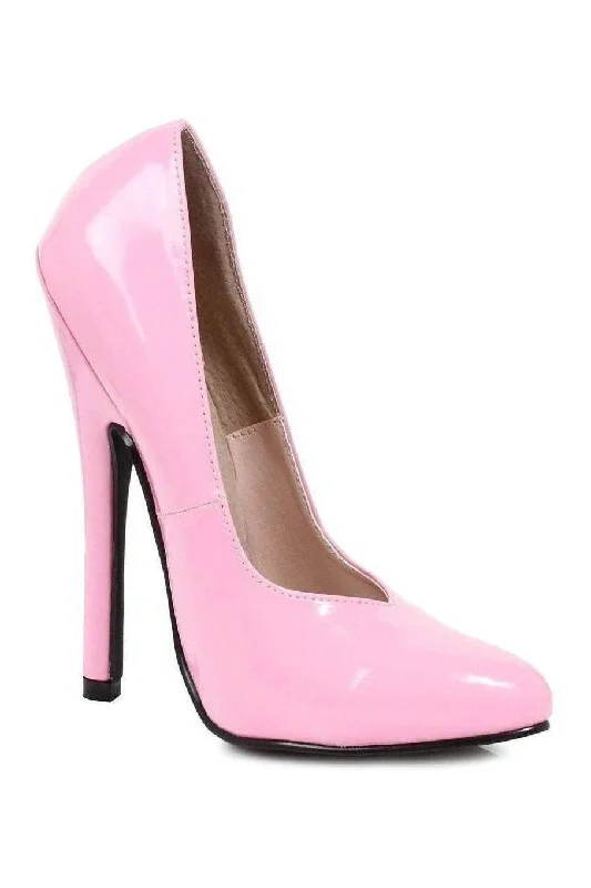 Women's lace - trimmed stiletto heel pumps with a scalloped edge8260 Pump  | Pink Patent