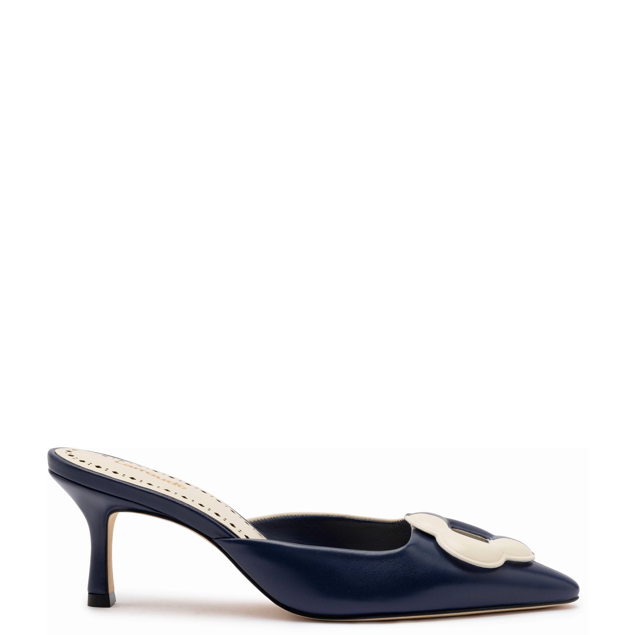 Women's patent leather stiletto heel pumps with a high - shine finishFlora Pump In Navy and Ivory Leather Women's patent leather stiletto heel pumps with a high - shine finishFlora Pump In Navy and Ivory Leather