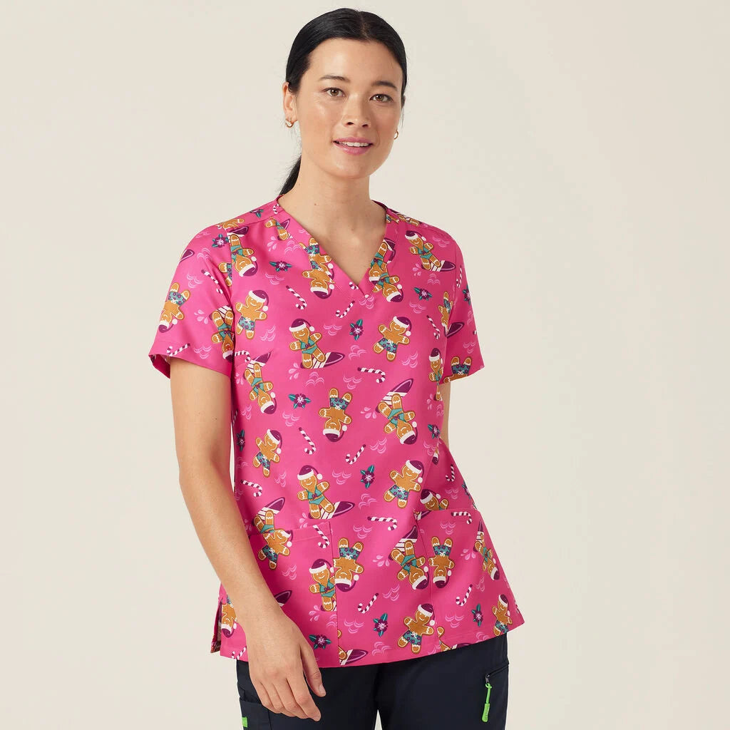 women's safety boots for weldingNNT Ladies Gingerbread Surfer V-Neck Short Sleeve Scrub Top