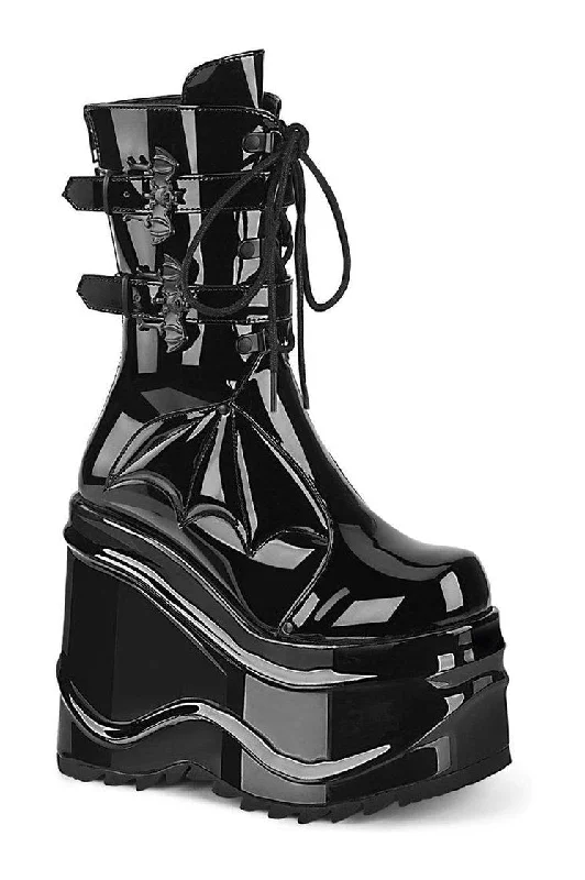women's knee-high boots for fallWAVE-150 Knee Boot | Black Patent