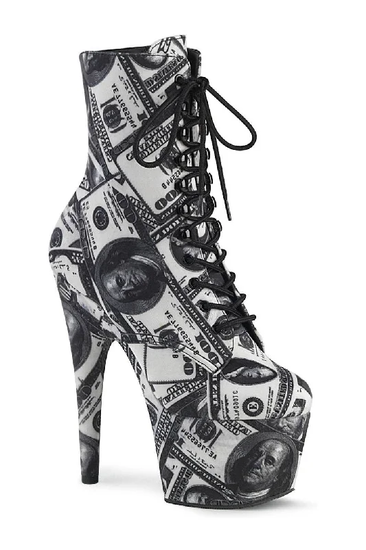 women's heeled boots for street styleADORE-1020DP Exotic Boot | White Fabric