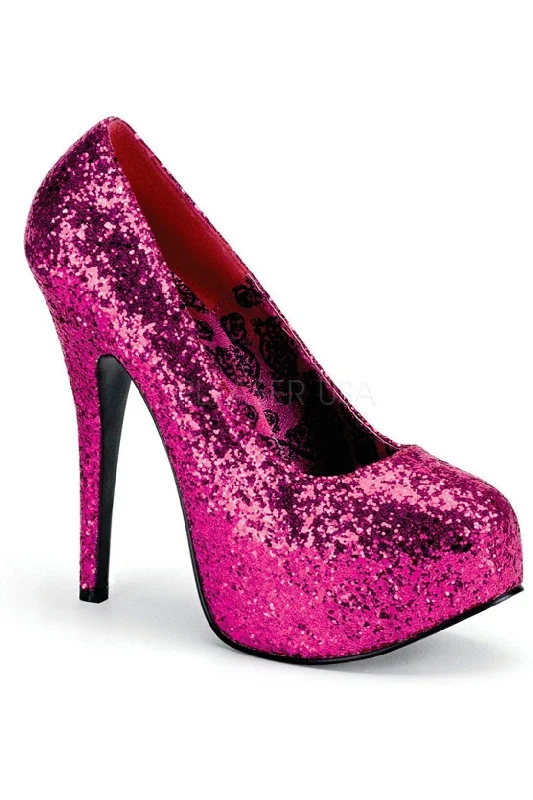 Women's wide - width stiletto heel pumps for a comfortable fitTEEZE-06GW Pump | Fuchsia Glitter Women's wide - width stiletto heel pumps for a comfortable fitTEEZE-06GW Pump | Fuchsia Glitter