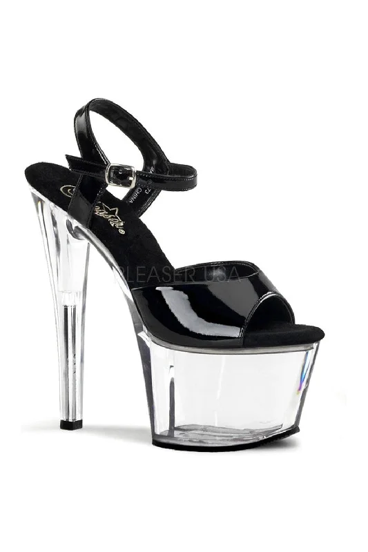 Women's Strappy Heeled Sandals with Ankle Strap in Nude for a Chic and Versatile LookSS-SKY-309 Platform Sandal | Black Patent Women's Strappy Heeled Sandals with Ankle Strap in Nude for a Chic and Versatile LookSS-SKY-309 Platform Sandal | Black Patent