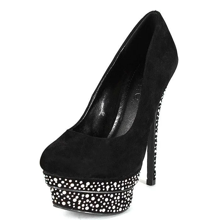 Women's microfiber stiletto heel pumps with moisture - wicking propertiesBlack Pumps - Pearl Women's microfiber stiletto heel pumps with moisture - wicking propertiesBlack Pumps - Pearl
