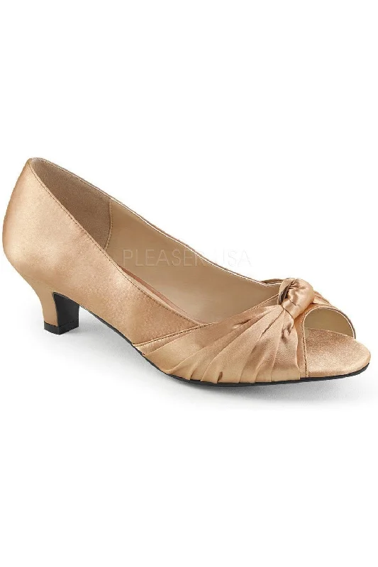Women's holiday party stiletto heel pumps with a festive touchFAB-422 Pump | Blush Genuine Satin Women's holiday party stiletto heel pumps with a festive touchFAB-422 Pump | Blush Genuine Satin